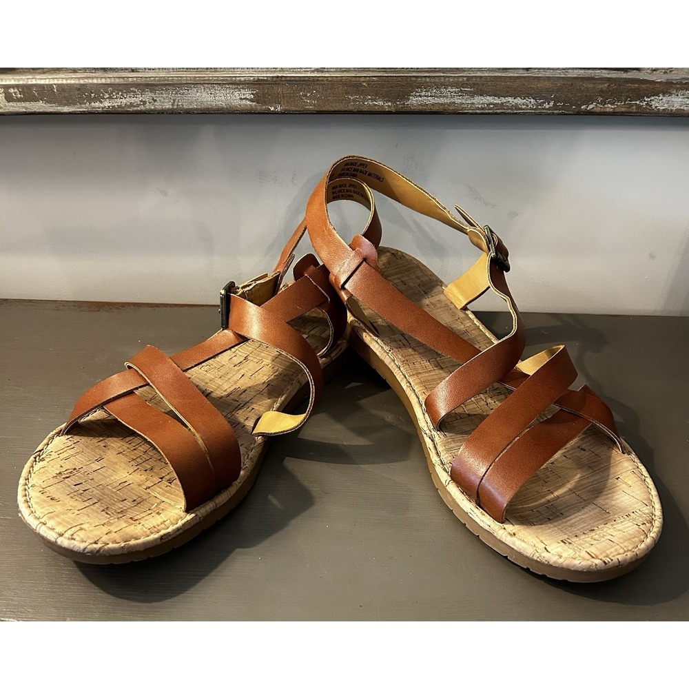 Kork-Ease Korks Jerrik Vegan Leather Sandal‎ Women 10 Brown Adj Buckle Open Toe